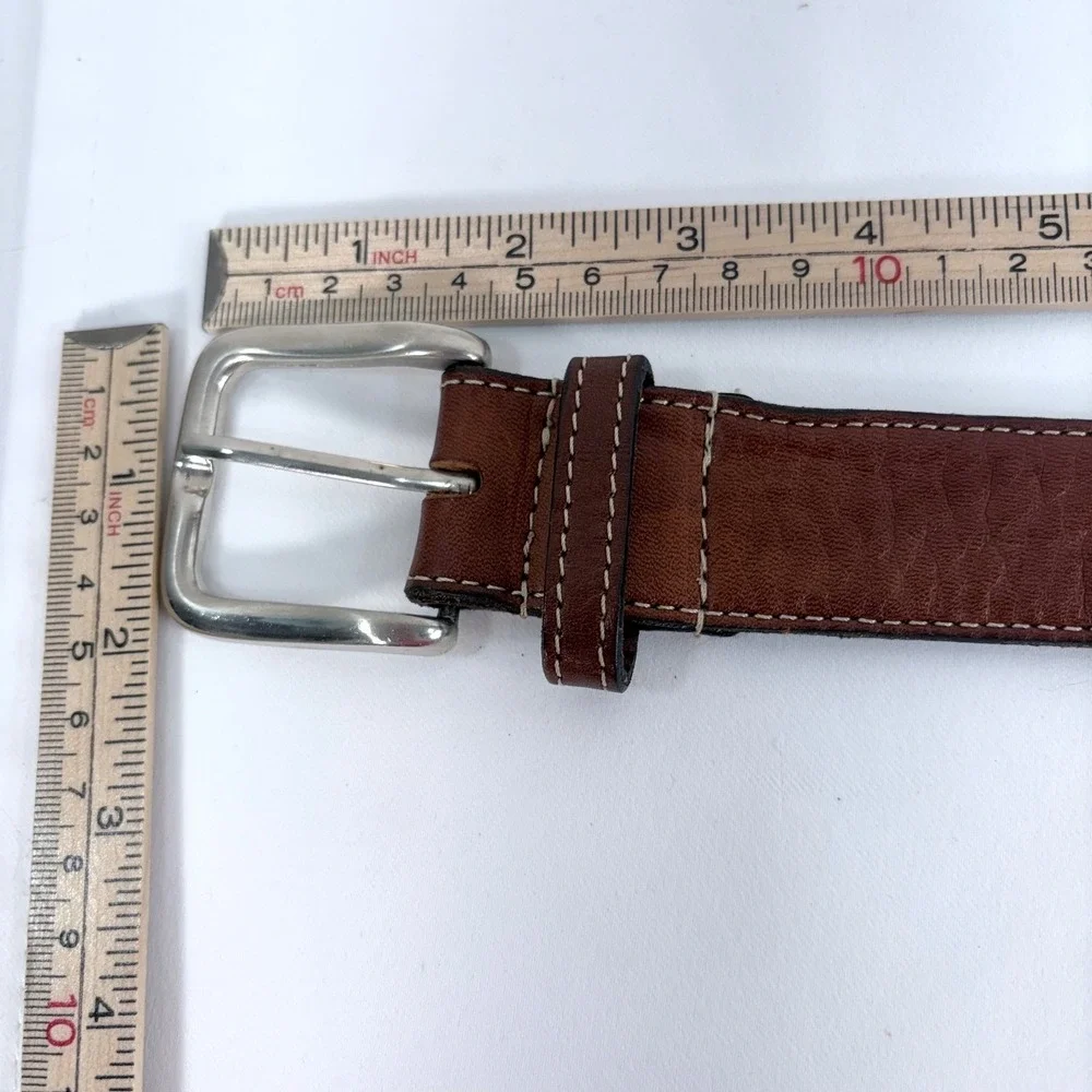 Gaucho Life Pampas Polo Belt Brown Leather Navy Blue Woven Diamond Size 30